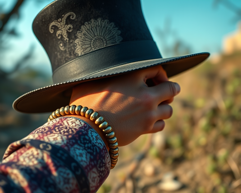 top hat, bracelet